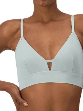 Hanes Wireless Light Blue Green Bralette with Keyhole Front
